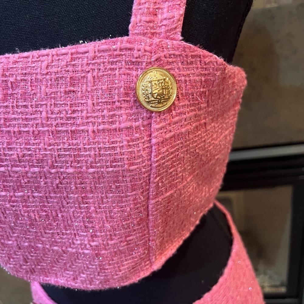 Pink tweed SHEIN two piece skirt set. Never worn. Size medium. - Picture 3 of 4